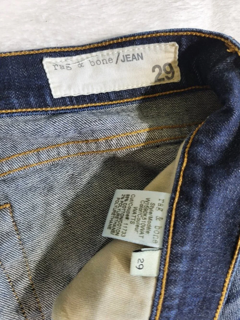 Rag & Bone The Dre Blue Denim Slim Cotton Polyurethane Jeans - Size 29